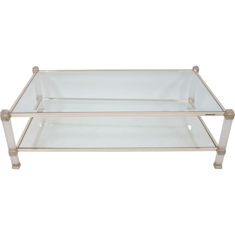 Vintage Coffee table with gold corners  Pierre Vandel Paris