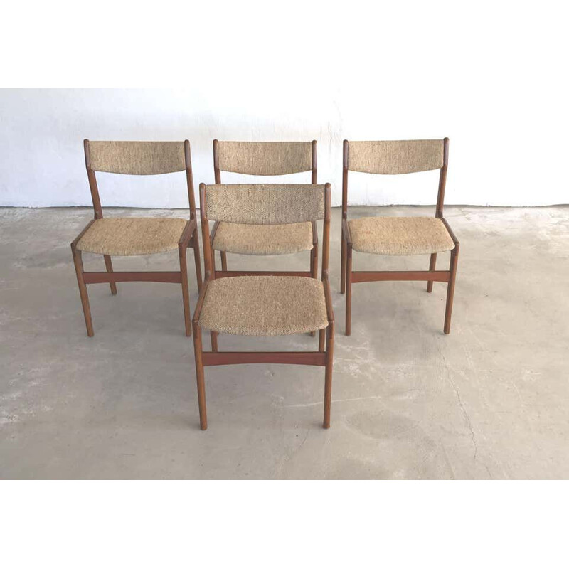 Set di 4 sedie vintage in teak Inc. Rivestimenti Erik Buch 1960