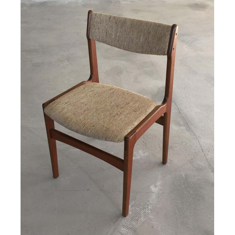 Set van 4 vintage teakhouten stoelen Inc. herstoffering Erik Buch 1960