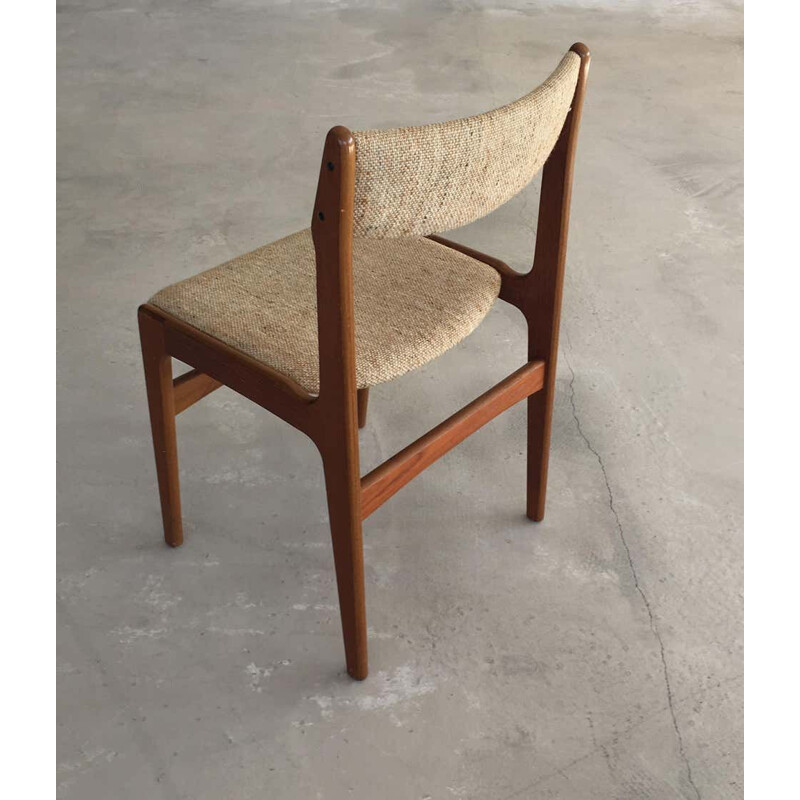 Juego de 4 sillas de teca vintage Inc. retapizado Erik Buch 1960