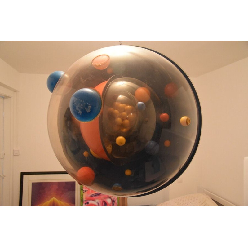 Vintage beeldhouwwerk wereldbol atoom universum pop art graff art 3D, 1970