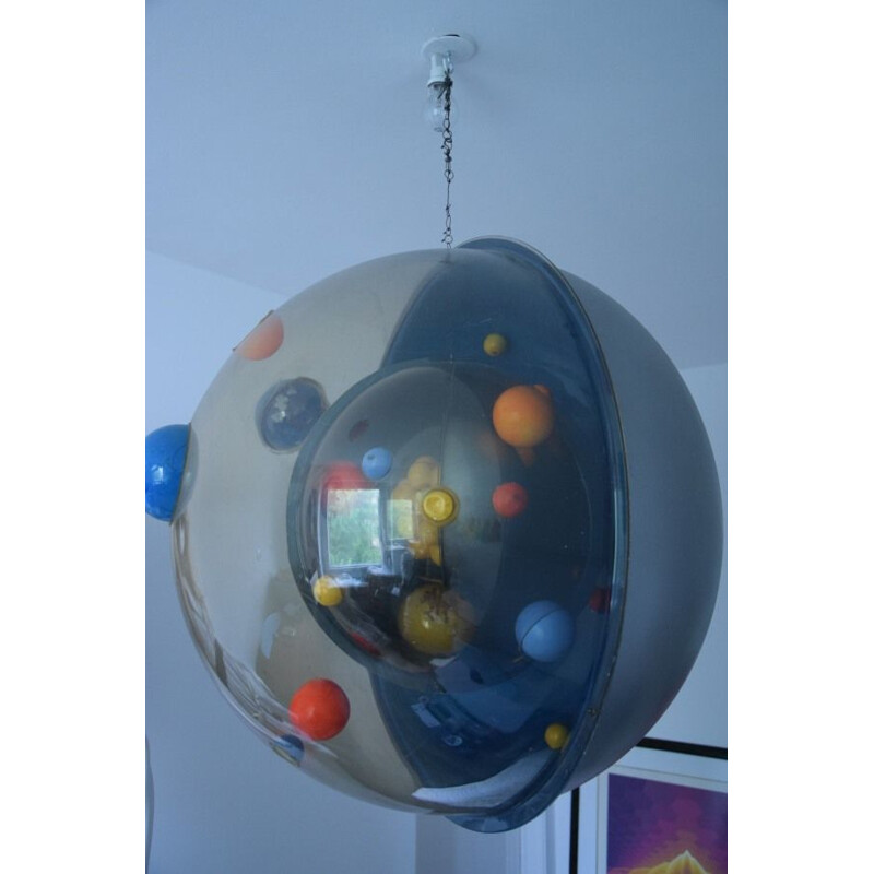 Sculpture vintage globe planète atome univers pop art graff art 3D, 1970