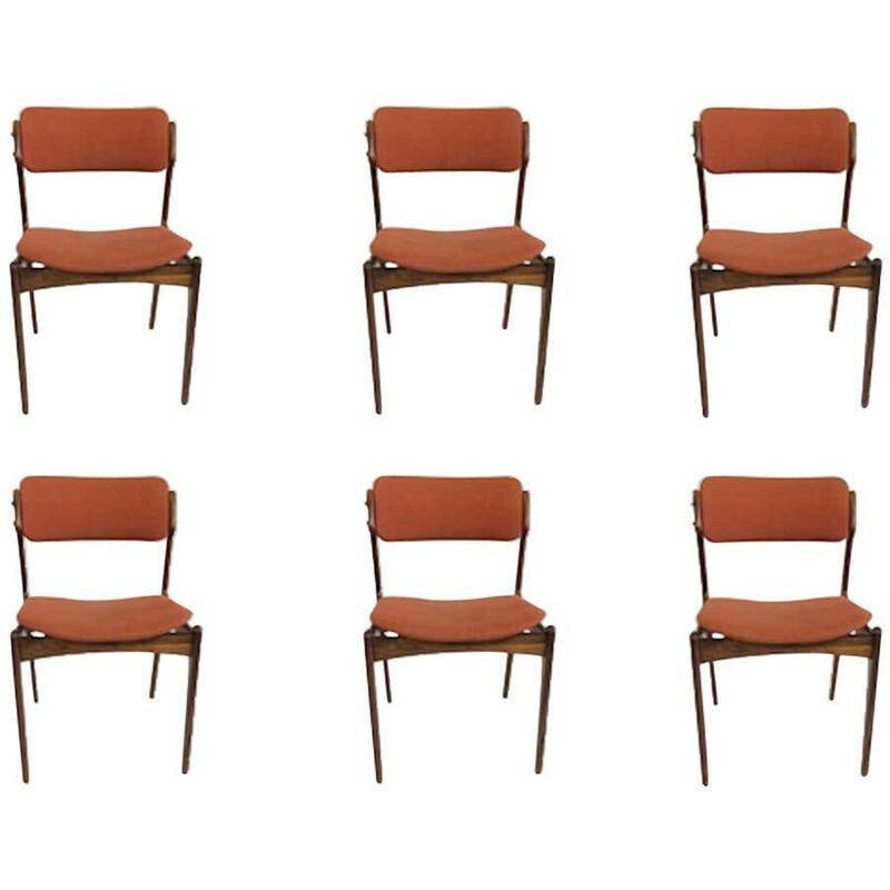 Conjunto de 6 cadeiras vintage por Oddense Maskinsnedkeri Erik Buch Rosewood anos 60