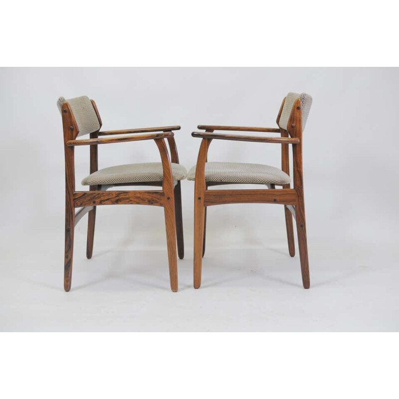 Set van 4 vintage Erik Buch Model 50 rozenhout fauteuils - Inc. 1960 Herstoffering