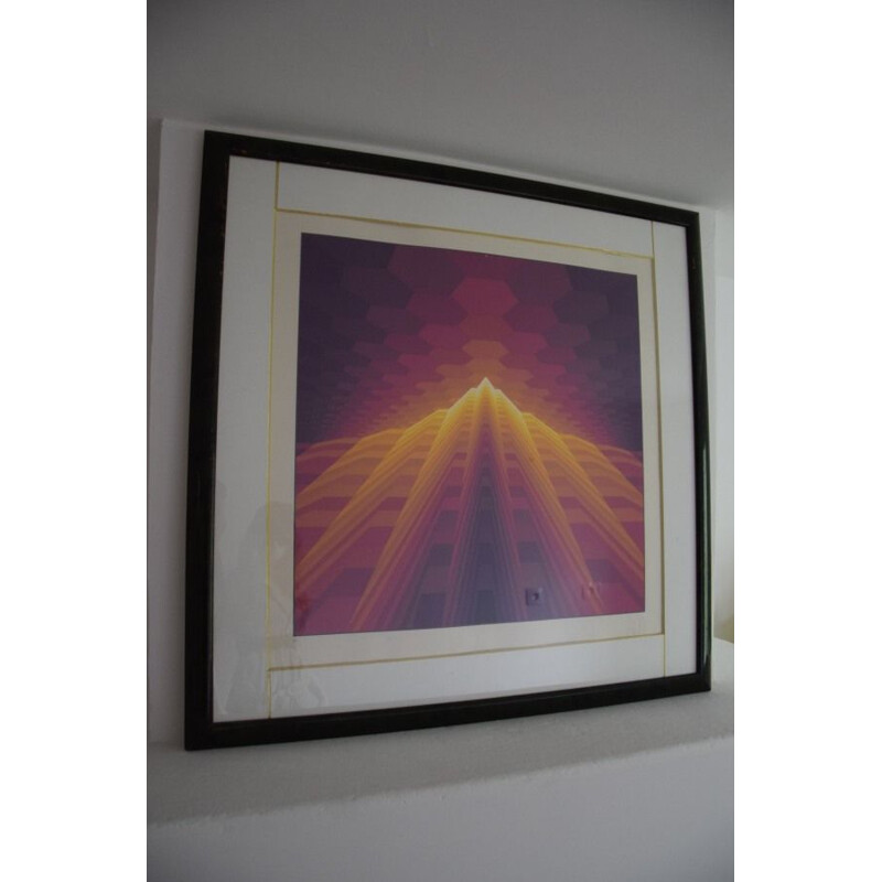Vintage Lithograph Yvalar Vasarely signed in pencil 