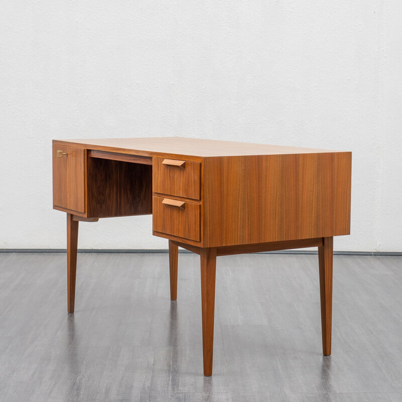 Vintage desk in walnut solid wooden handles, 1960s