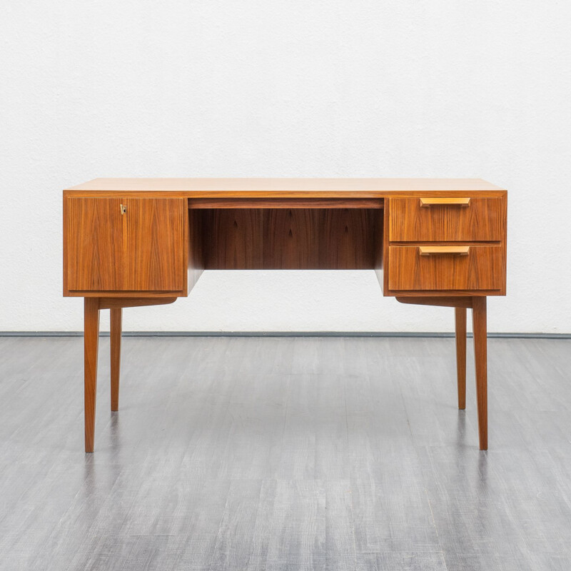 Vintage desk in walnut solid wooden handles, 1960s