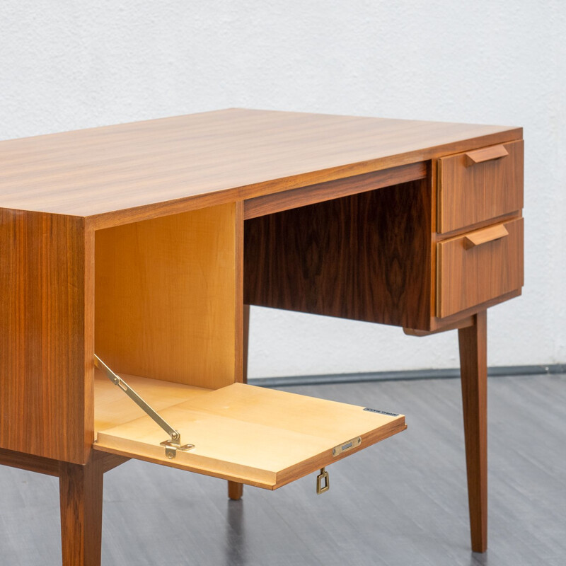 Vintage desk in walnut solid wooden handles, 1960s