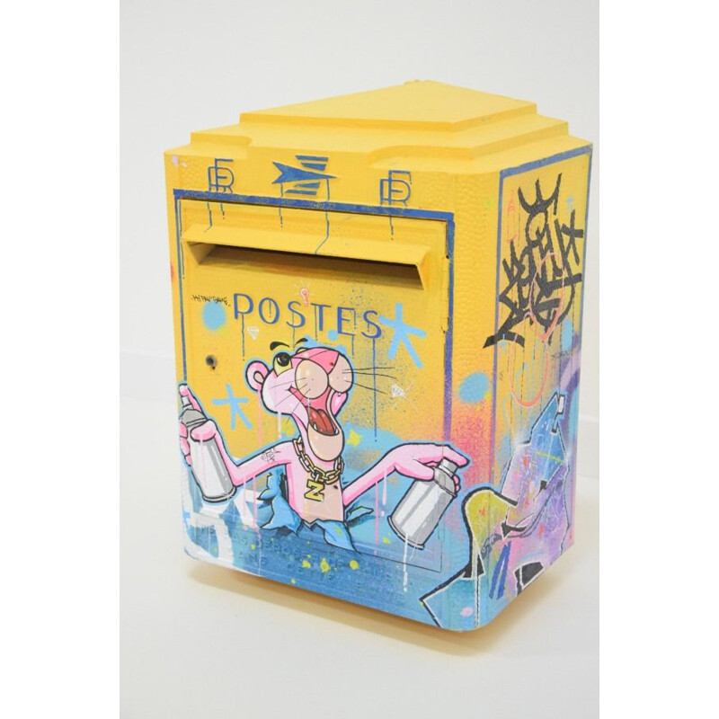 Vintage Briefkasten in 3 D Graff Malerei Pink Panther von Zenoy Street Art