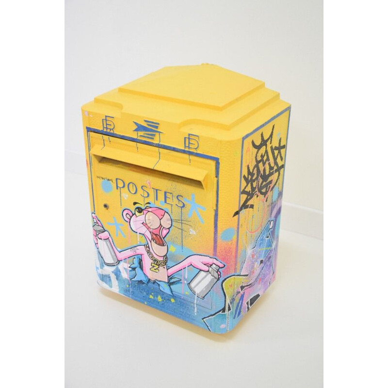 Vintage 3 D Graffiti Brievenbus Roze Panter Schilderij van Zenoy Street Art