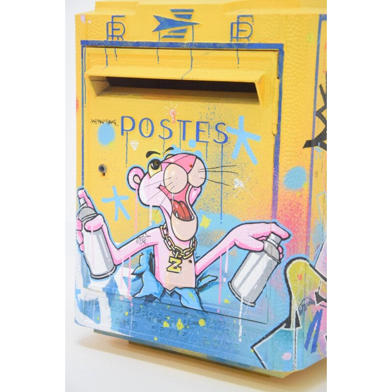 Vintage 3 D Graffiti Letterbox Pink Panther Painting by Zenoy Street Art