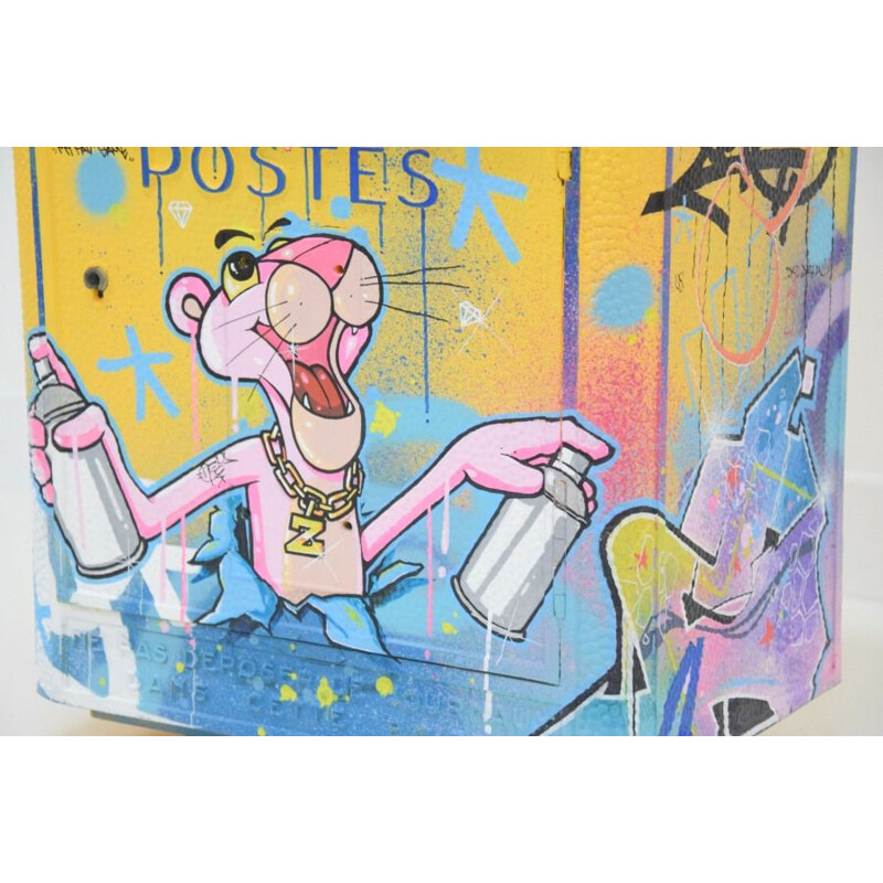 Boîte aux lettres vintage en 3 D Graff Peinture Panthère rose par Zenoy Street Art
