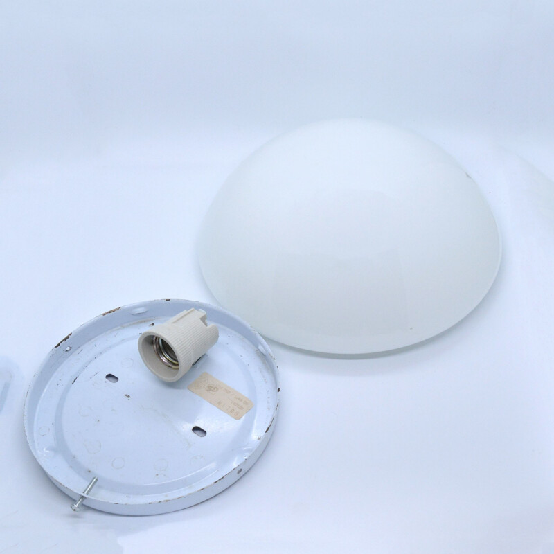 Vintage White spherical plafond, wall lamp HP Leuchten, Germany, 1970s