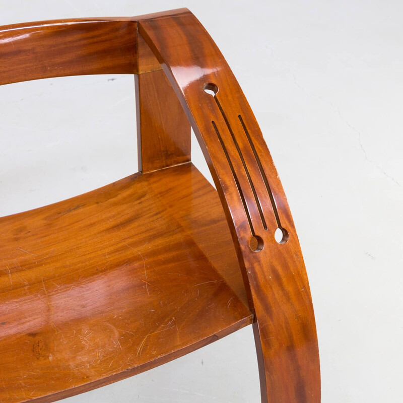 Vintage handmade  curved walnut chair Italian 1960s