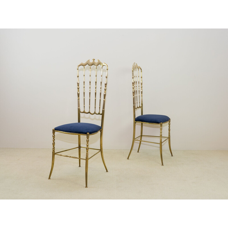 Pair of Chiavari vintage chairs, high back, 1950s