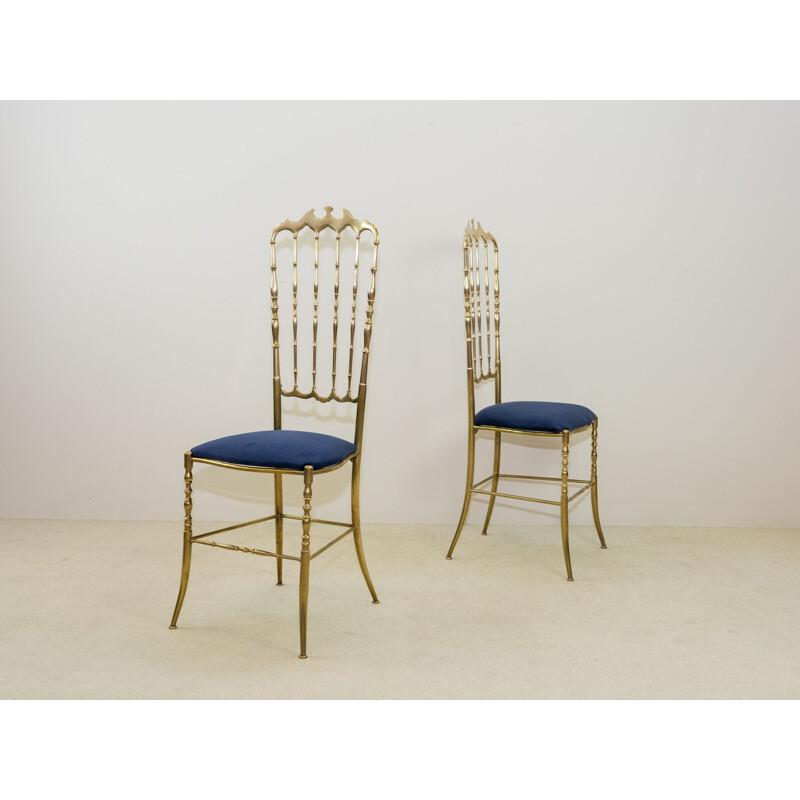 Paire de chaises vintage Chiavari, dossier haut, 1950