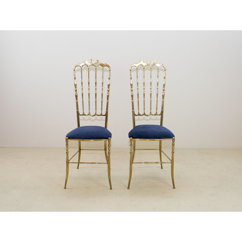 Pair of Chiavari vintage chairs, high back, 1950s