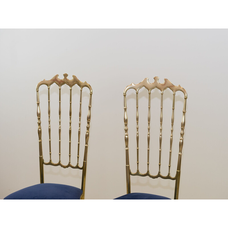 Pair of Chiavari vintage chairs, high back, 1950s