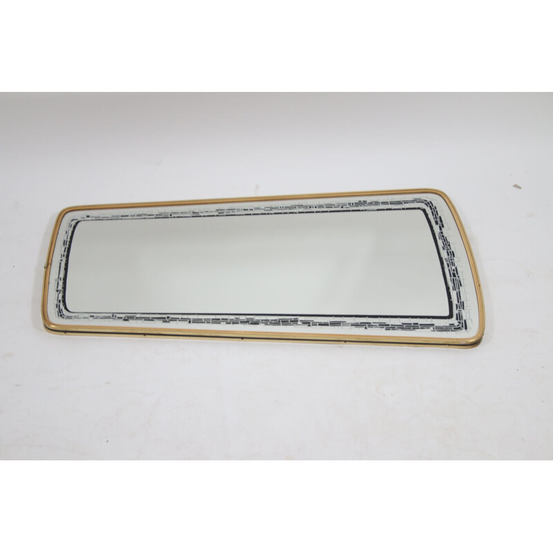 Vintage Elongated Wall Mirror with black gray decoration edge