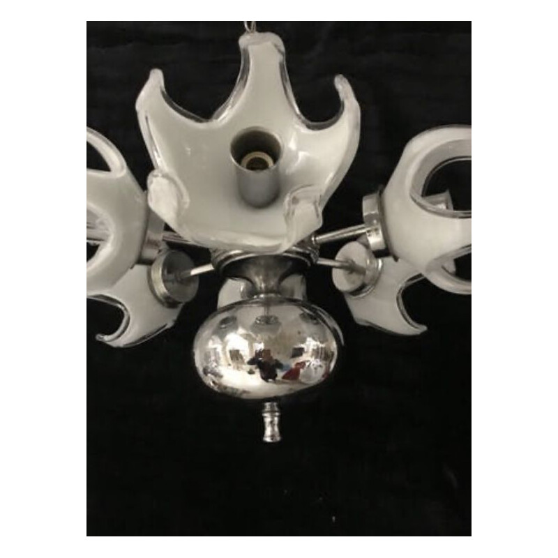 Vintage space-age Mazzega glass chandelier 1960