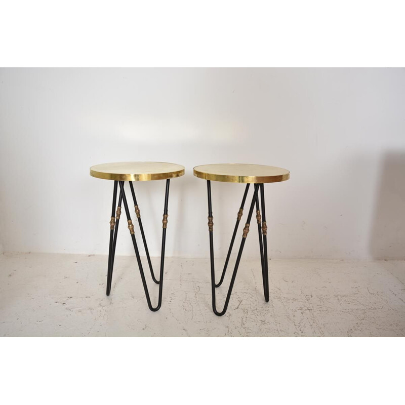 Pair of Vintage bedside tables Guéridon 1950