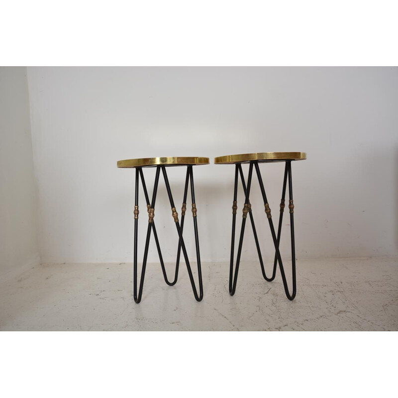 Pair of Vintage bedside tables Guéridon 1950