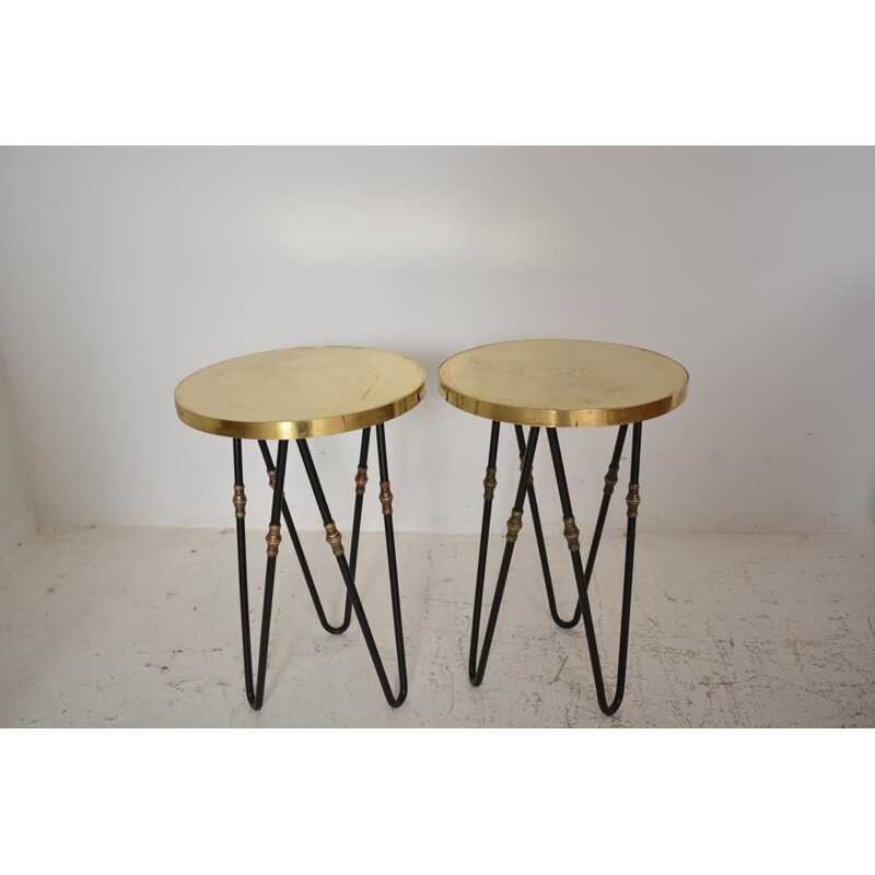 Pair of Vintage bedside tables Guéridon 1950