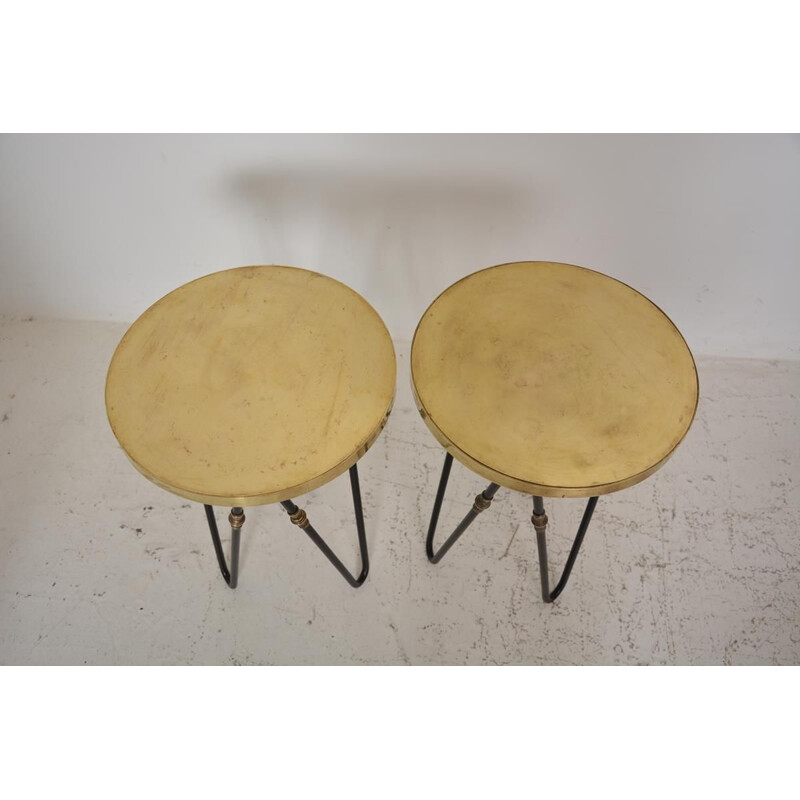 Pair of Vintage bedside tables Guéridon 1950