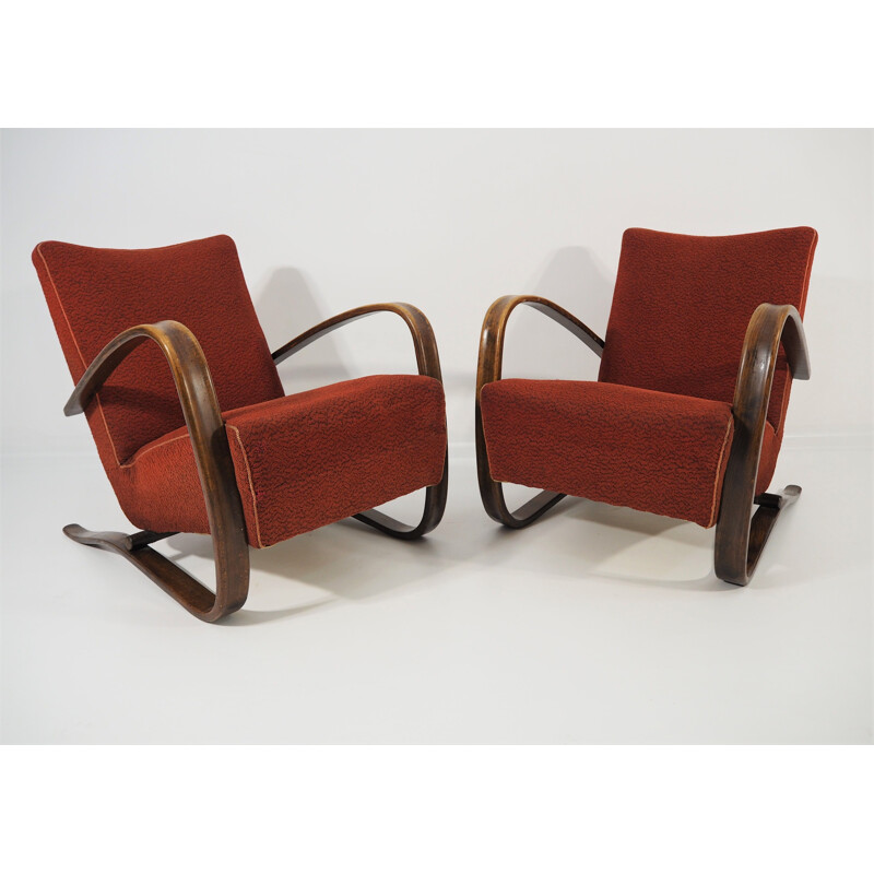 Pair of vintage Lounge Chairs by Jindrich Halabala H 269, 1930s