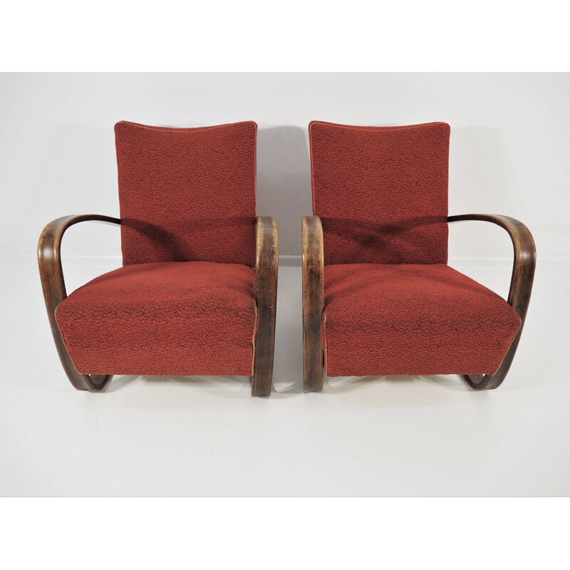 Pair of vintage Lounge Chairs by Jindrich Halabala H 269, 1930s