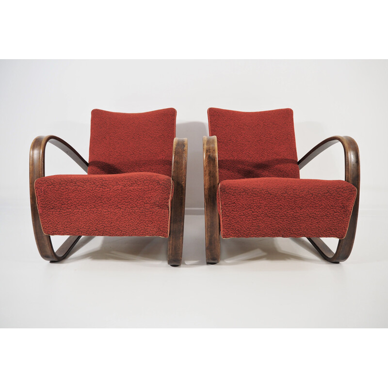 Pair of vintage Lounge Chairs by Jindrich Halabala H 269, 1930s