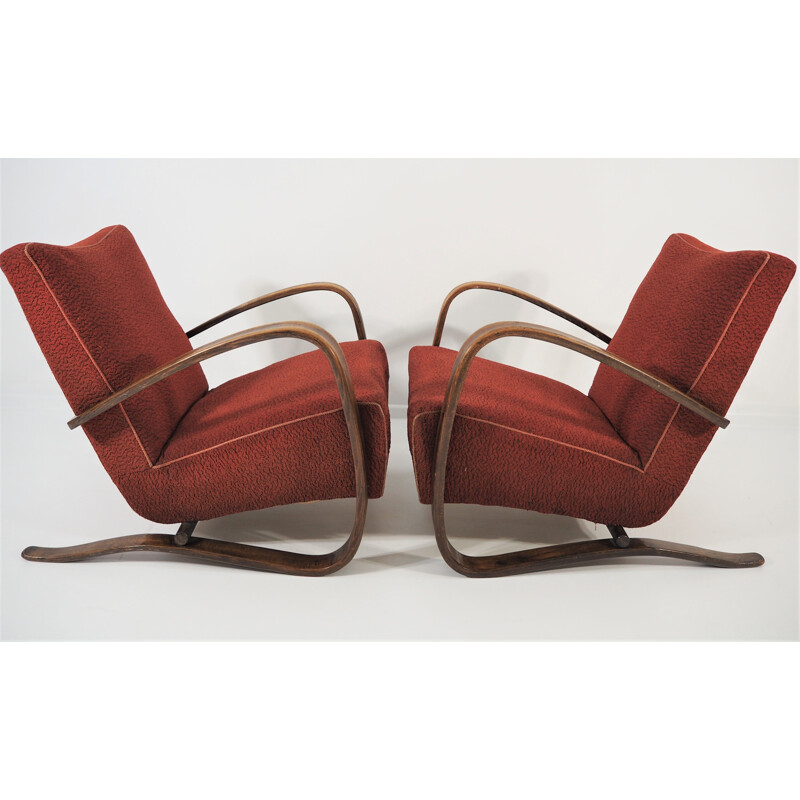 Pair of vintage Lounge Chairs by Jindrich Halabala H 269, 1930s