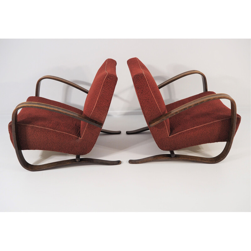 Pair of vintage Lounge Chairs by Jindrich Halabala H 269, 1930s