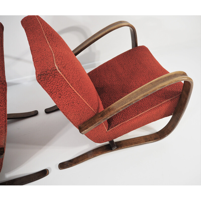 Pair of vintage Lounge Chairs by Jindrich Halabala H 269, 1930s