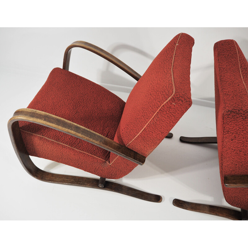 Pair of vintage Lounge Chairs by Jindrich Halabala H 269, 1930s