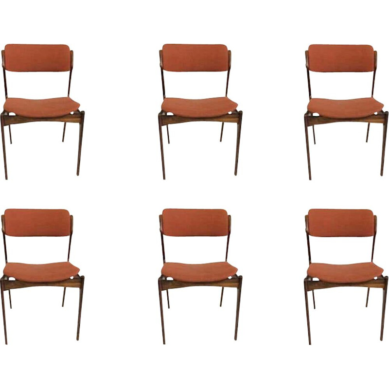 Ensemble de 6 chaises vintage par Oddense Maskinsnedkeri Erik Buch palissandre 1960s