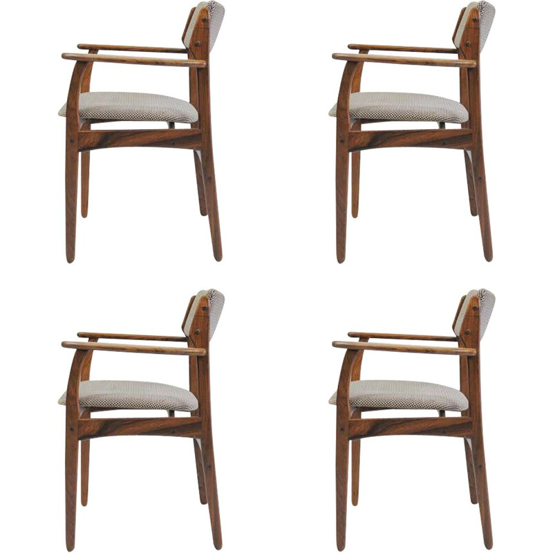 Set van 4 vintage Erik Buch Model 50 rozenhout fauteuils - Inc. 1960 Herstoffering