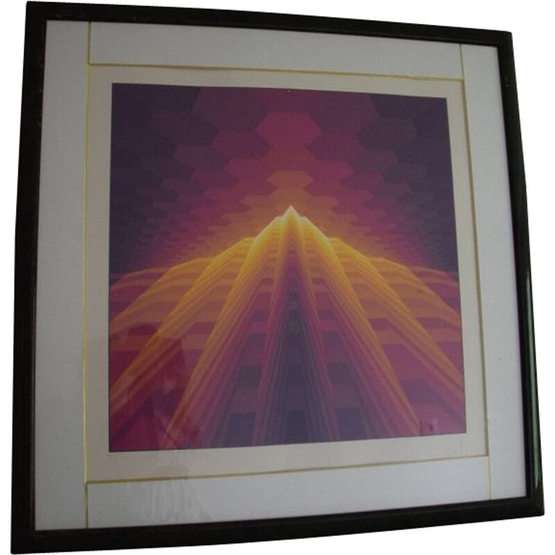 Vintage Lithograph Yvalar Vasarely signed in pencil 