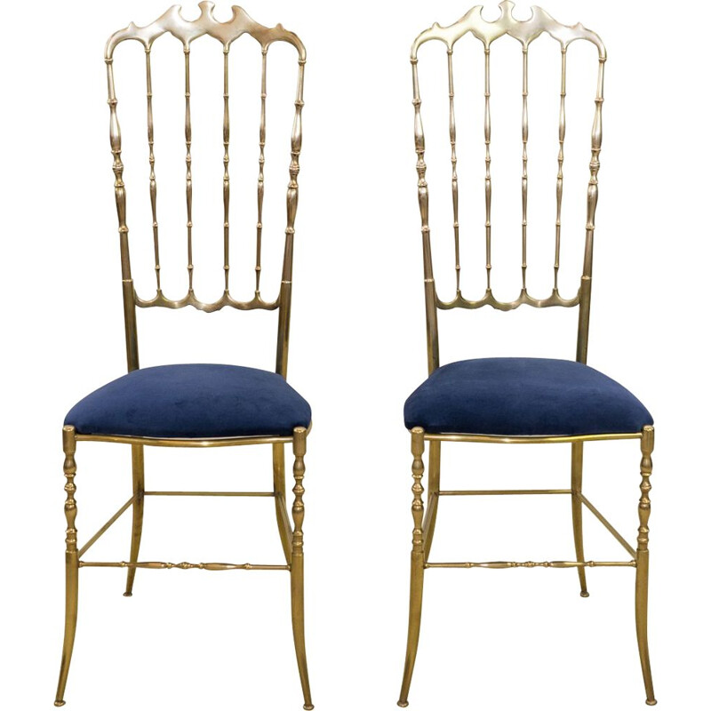 Pair of Chiavari vintage chairs, high back, 1950s