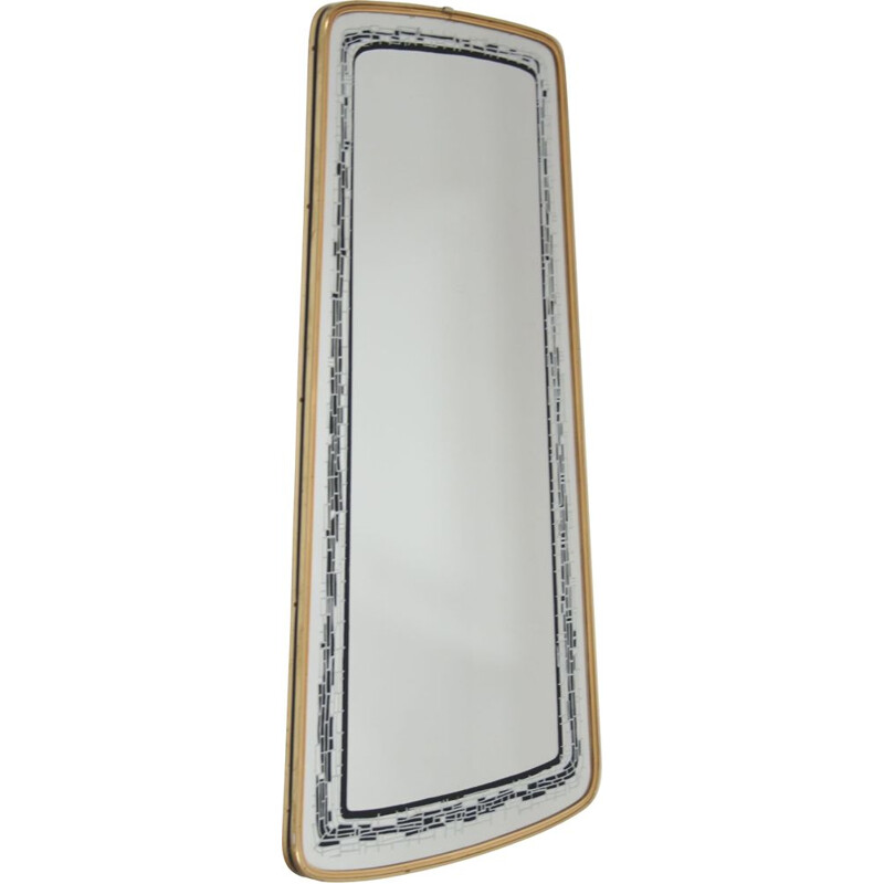 Vintage Elongated Wall Mirror with black gray decoration edge