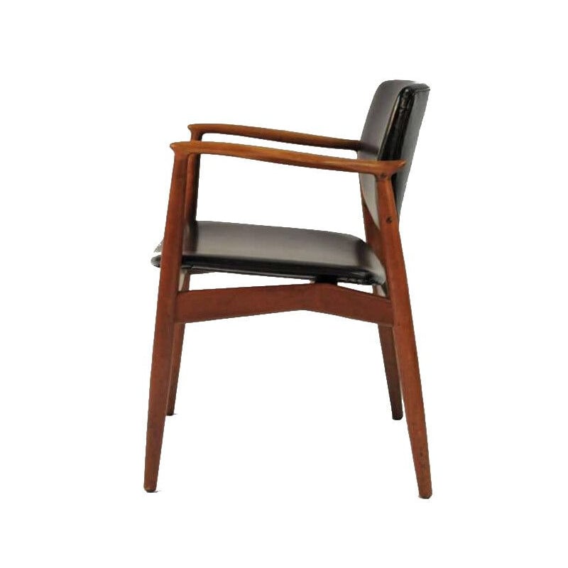 Fauteuil Vintage Modèle 67 en teck et cuir, Orum Mobelfabrik Erik Buch 1960