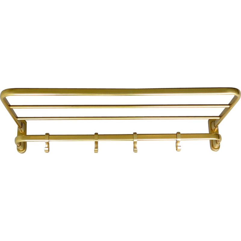 Vintage coat rack with hat shelf, 1950s