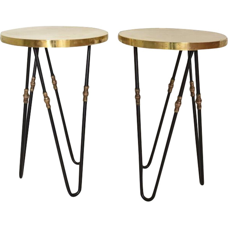 Pair of Vintage bedside tables Guéridon 1950