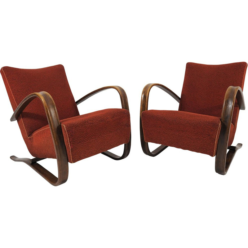Pair of vintage Lounge Chairs by Jindrich Halabala H 269, 1930s