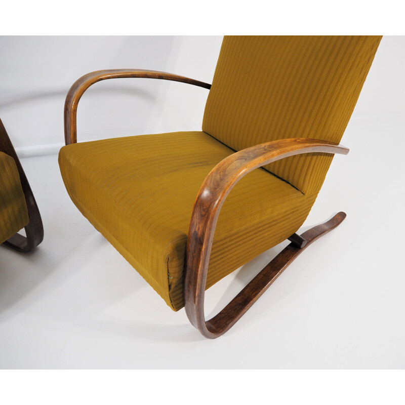 Pair of Vintage Lounge Chairs by Jindrich Halabala H 269, 1930s