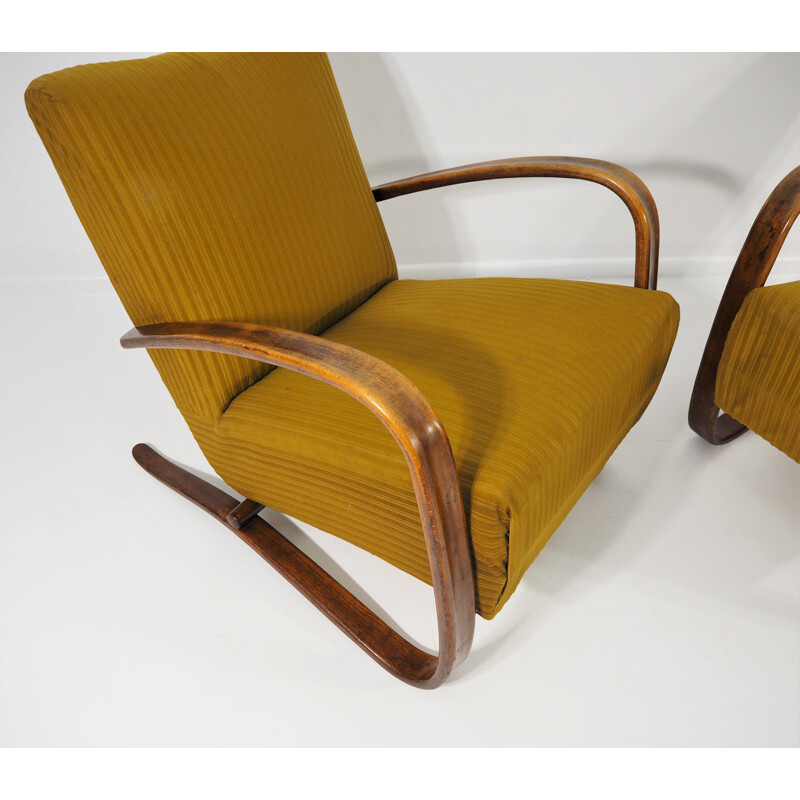 Pair of Vintage Lounge Chairs by Jindrich Halabala H 269, 1930s