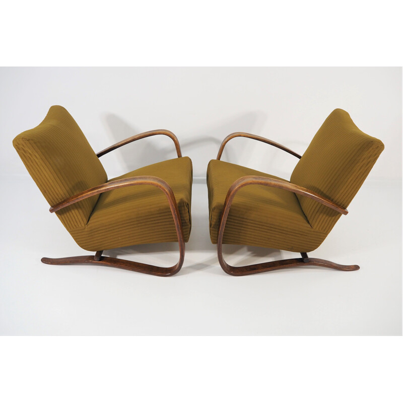 Paire de fauteuils Lounge vintage par Jindrich Halabala H 269, années 1930
