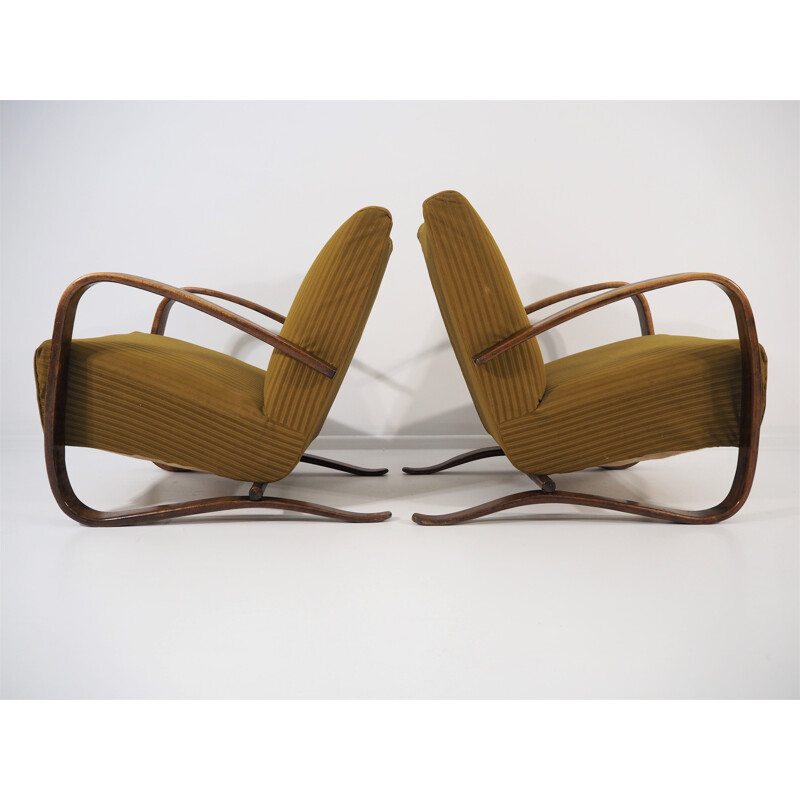 Pair of Vintage Lounge Chairs by Jindrich Halabala H 269, 1930s