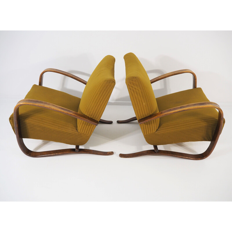 Pair of Vintage Lounge Chairs by Jindrich Halabala H 269, 1930s