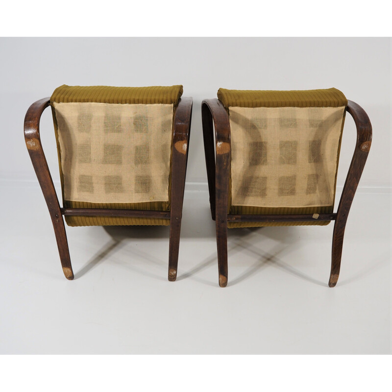 Pair of Vintage Lounge Chairs by Jindrich Halabala H 269, 1930s